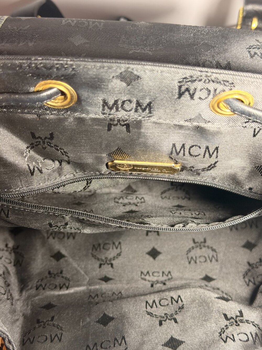 MCM Black Monogram Drawstring Backpack - Picture 8 of 11